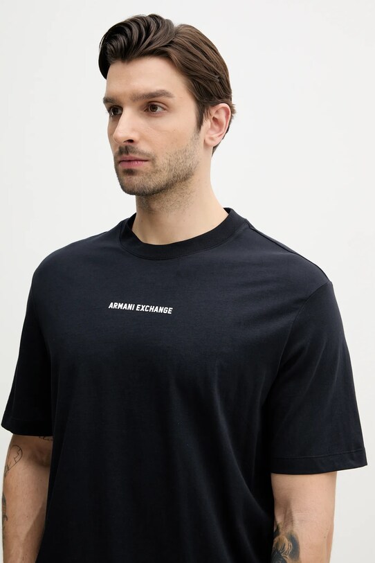 Βαμβακερό μπλουζάκι Armani Exchange σκούρο μπλε XM000588.AF12308