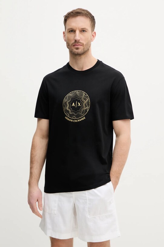 Βαμβακερό μπλουζάκι Armani Exchange βαμβάκι μαύρο XM000328.AF10364
