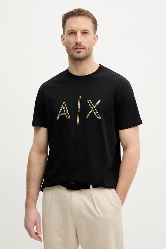 Βαμβακερό μπλουζάκι Armani Exchange βαμβάκι μαύρο XM000325.AF10364