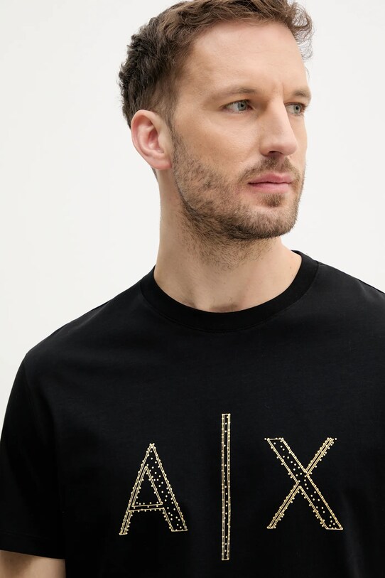 Βαμβακερό μπλουζάκι Armani Exchange μαύρο XM000325.AF10364
