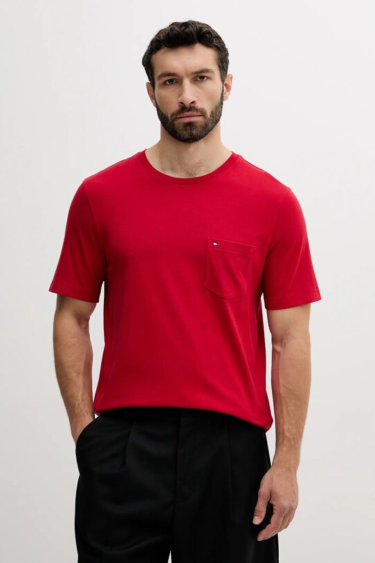 Βαμβακερό μπλουζάκι Tommy Hilfiger κόκκινο MW0MW37283