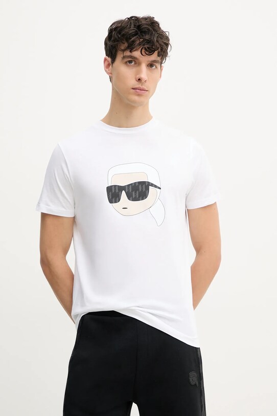 Βαμβακερό μπλουζάκι Karl Lagerfeld βαμβάκι λευκό 552251.755073