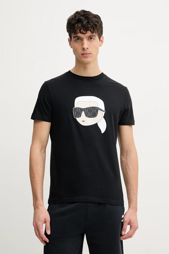 Βαμβακερό μπλουζάκι Karl Lagerfeld βαμβάκι μαύρο 552251.755073