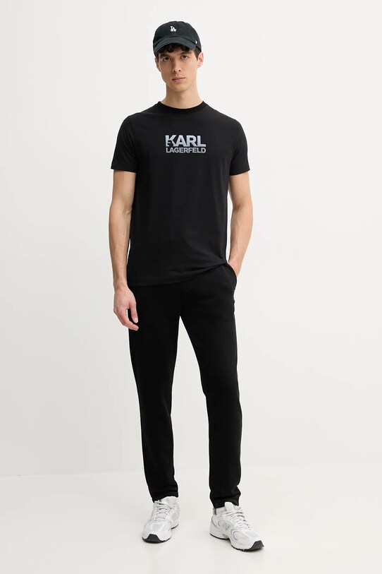 Βαμβακερό μπλουζάκι Karl Lagerfeld 552241.755064 μαύρο SS25