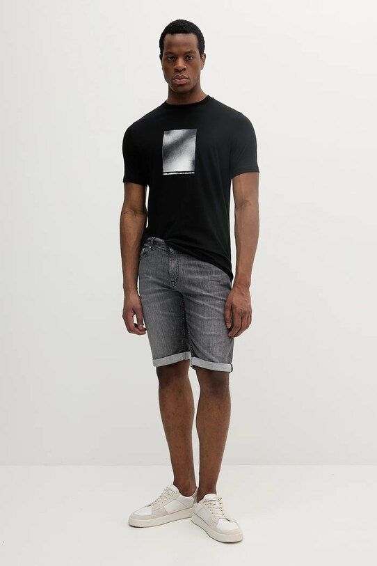 Βαμβακερό μπλουζάκι Karl Lagerfeld 552224.755038 μαύρο SS25