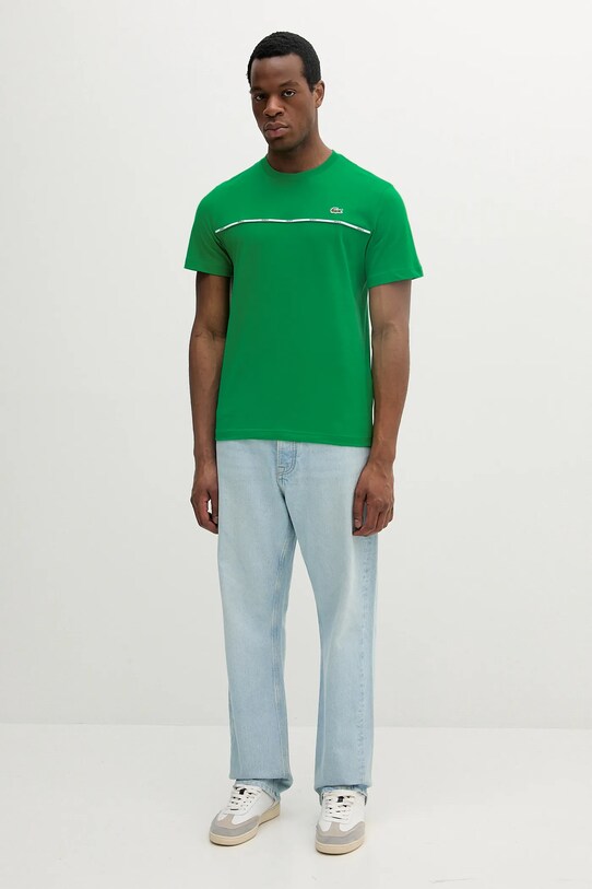 Βαμβακερό μπλουζάκι Lacoste TH9842 πράσινο SS25