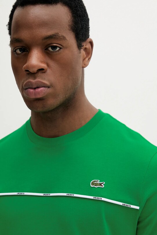 Βαμβακερό μπλουζάκι Lacoste πράσινο TH9842