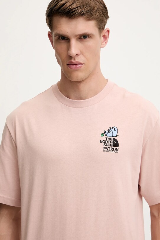 Βαμβακερό μπλουζάκι The North Face Mountain Cleanup ροζ NF0A8C4DLK61