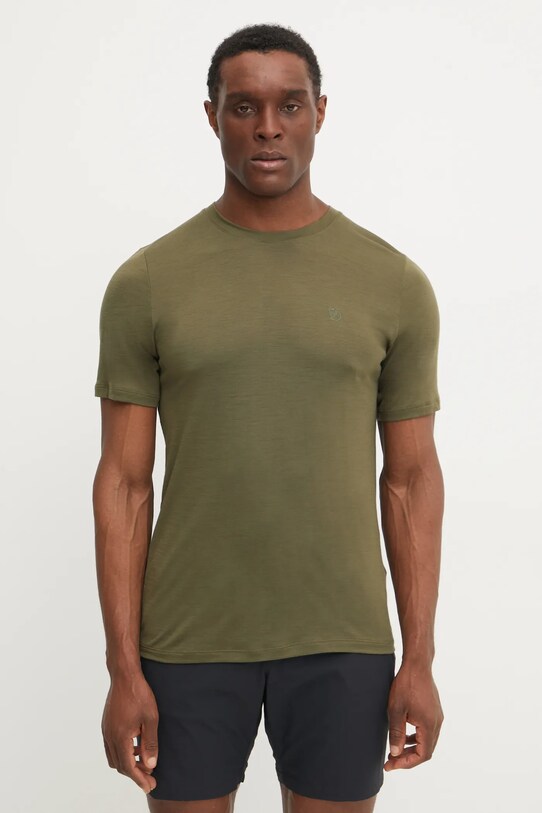 Αθλητικό μπλουζάκι Fjallraven Abisko Wool κανονικό πράσινο F87193