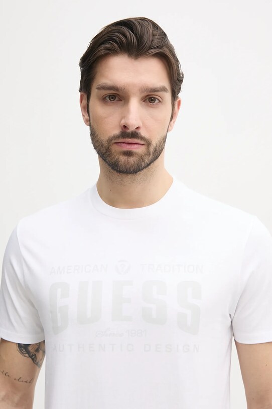 Βαμβακερό μπλουζάκι Guess λευκό M5GI27.KBW41