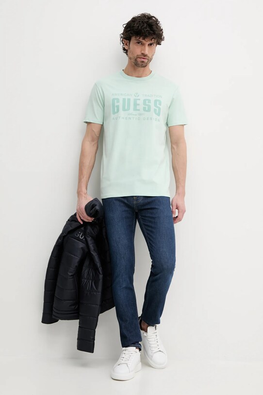 Βαμβακερό μπλουζάκι Guess M5GI27.KBW41 πράσινο SS25
