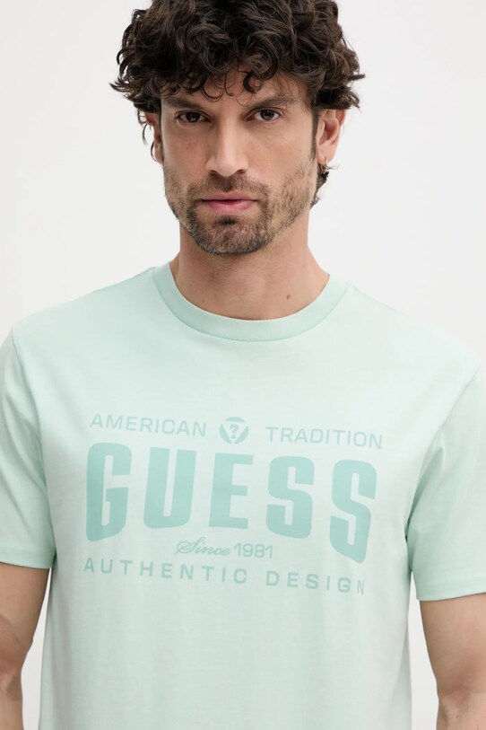 Βαμβακερό μπλουζάκι Guess πράσινο M5GI27.KBW41