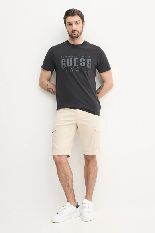 Βαμβακερό μπλουζάκι Guess M5GI27.KBW41 μαύρο SS25