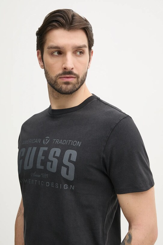 Βαμβακερό μπλουζάκι Guess μαύρο M5GI27.KBW41