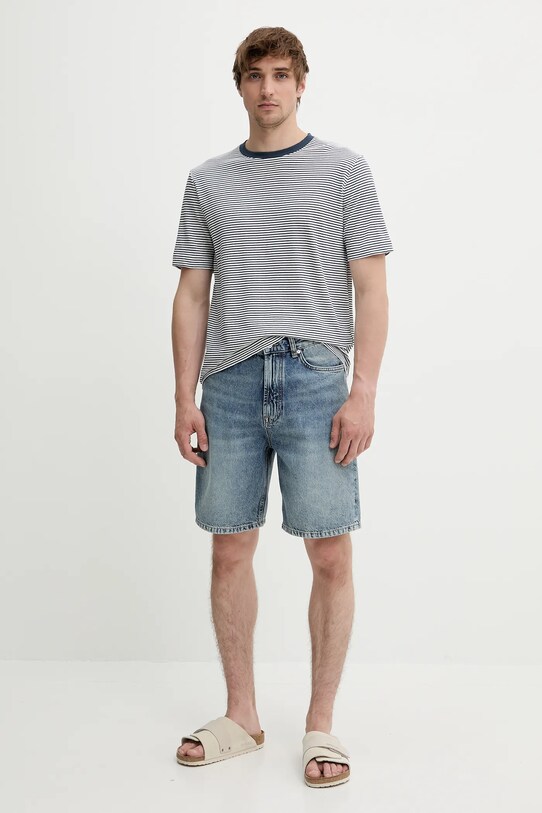 Μπλουζάκι με λινό μείγμα Marc O'Polo 524216751302 μπλε SS25