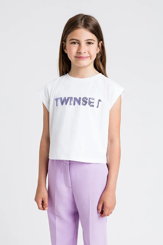 Παιδικό μπλουζάκι Twinset απλικέ λευκό 251GJ2537
