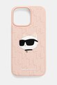 Θήκη κινητού Karl Lagerfeld iPhone 16 Pro Max απλικέ ροζ KLHCP16XRBCCHHKLP