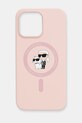 Θήκη κινητού Karl Lagerfeld iPhone 14 Pro Max για τηλέφωνο ροζ KLHMP14XSCMKCRHP