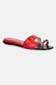 Δερμάτινες παντόφλες Tory Burch Pierced Slide φλατ κόκκινο 169782.600