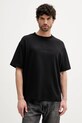 Βαμβακερό μπλουζάκι Calvin Klein απλικέ μαύρο LV04LC206G