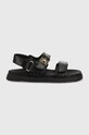 Δερμάτινα σανδάλια Steve Madden Mona φλατ μαύρο SM11002535.017