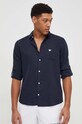 Πουκάμισο από λινό Guess μακρύ σκούρο μπλε F4GH00.WG3L0