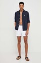 Πουκάμισο από λινό Guess F4GH00.WG3L0 σκούρο μπλε SS25