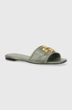 Δερμάτινες παντόφλες Tory Burch Eleanor Slide φλατ πράσινο 155132.300