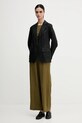 Λινό πανωφόρι Sisley 2AGHLW019 μαύρο SS25