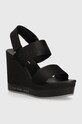 Σανδάλια Calvin Klein Jeans WEDGE SANDAL WEBBING IN MR WEDGE SANDAL WEBBING IN MR υφασμάτινο μαύρο YW0YW01360