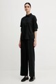 Λινό παντελόνι Sisley 4AGHLF03U μαύρο SS25