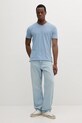 Βαμβακερό μπλουζάκι Sisley 3WF0S4001 μπλε SS25