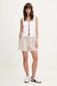 Λινό γιλέκο Hollister Co. KI340.5068.100 μπεζ SS25