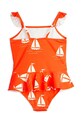 Ολόσωμο παιδικό μαγιό Mini Rodini Sailing boats 2528010042 πορτοκαλί SS25