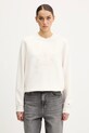 Βαμβακερή μπλούζα Tommy Jeans χωρίς κουκούλα μπεζ DW0DW20637