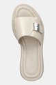 Δερμάτινες παντόφλες Calvin Klein FLATFORM SLIDE W/CK HW - LTH μπεζ HW0HW02368