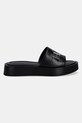 Δερμάτινες παντόφλες Calvin Klein FLATFORM SLIDE W/CK HW - LTH HW0HW02368 μαύρο SS25