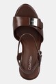 Σανδάλια nubuck Calvin Klein HEEL SANDAL 85 W/CK HW - LTH καφέ HW0HW02485