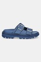 Παντόφλες σουέτ Tommy Jeans DOUBLE STRAP SANDAL SUEDE EN0EN02797 μπλε SS25