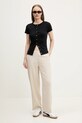 Λινό παντελόνι Abercrombie & Fitch KI156.5129.185 μπεζ SS25