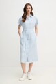 Λινό φόρεμα Tommy Hilfiger WW0WW44653 μπλε SS25