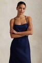 Ρούχα Λινό φόρεμα Polo Ralph Lauren 211965858 σκούρο μπλε