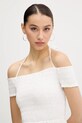 Βαμβακερό φόρεμα Tommy Jeans λευκό DW0DW20343