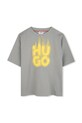 Παιδικό βαμβακερό μπλουζάκι HUGO G00338.162.174 γκρί SS25