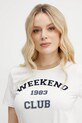 Βαμβακερό μπλουζάκι Weekend Max Mara λευκό 2515971051600