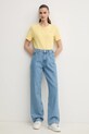 Βαμβακερό μπλουζάκι Tommy Hilfiger WW0WW45522 κίτρινο SS25