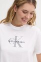 Βαμβακερό μπλουζάκι Calvin Klein Jeans λευκό LV047B864G