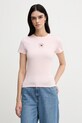 Μπλουζάκι Tommy Jeans στάμπα ροζ DW0DW20316