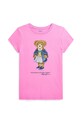 Παιδικό βαμβακερό μπλουζάκι Polo Ralph Lauren στάμπα ροζ 313965154001