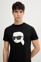 Βαμβακερό μπλουζάκι Karl Lagerfeld μαύρο 552251.755073